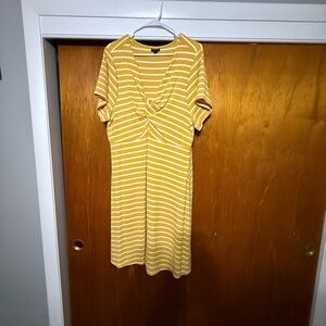 Torrid Mustard and White Striped Midi Dress
